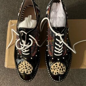 Betsey Johnson Multicolor Plaid and Leopard Flats